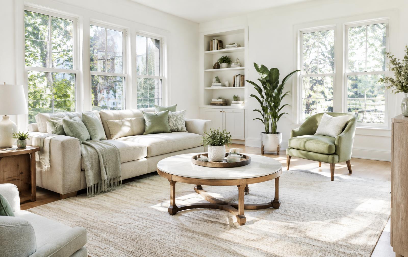 Freshly cleaned bright living room
